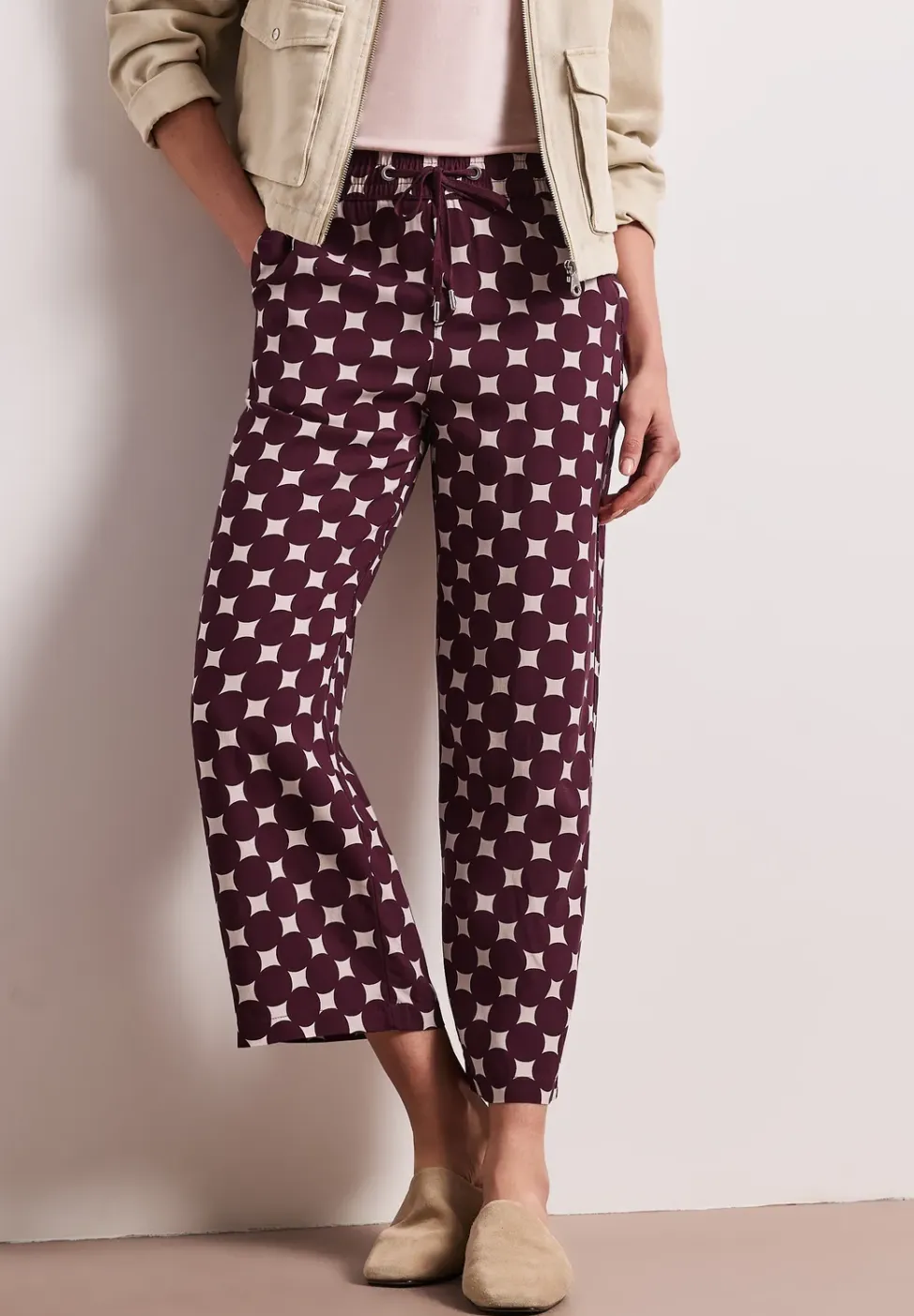 High Waist broek met Wide Legs en print
