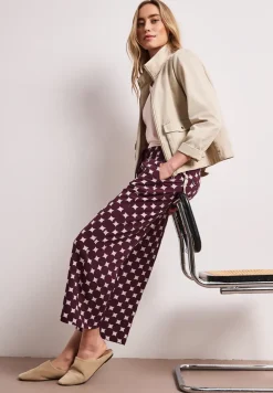 High Waist broek met Wide Legs en print