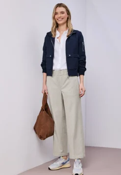 High Waist broek met Wide Legs en knoopdetail