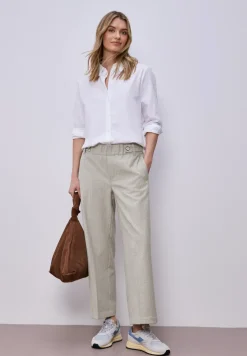 High Waist broek met Wide Legs en knoopdetail