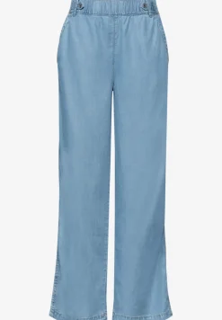 High Waist broek met Wide Legs en knoopdetails