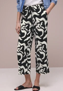 High Waist broek met Wide Legs en print