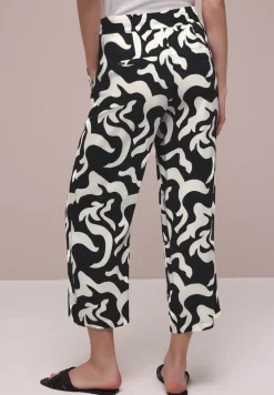 High Waist broek met Wide Legs en print