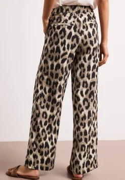 High Waist broek met Wide Legs en leoprint