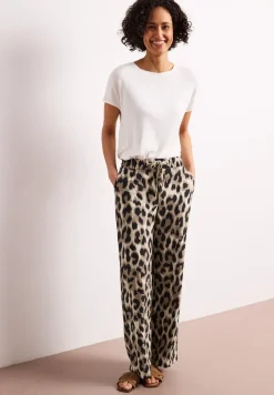 High Waist broek met Wide Legs en leoprint