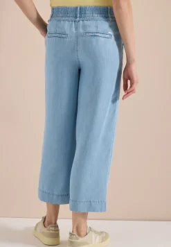 High Waist broek met wijde pijpen in een gewassen look