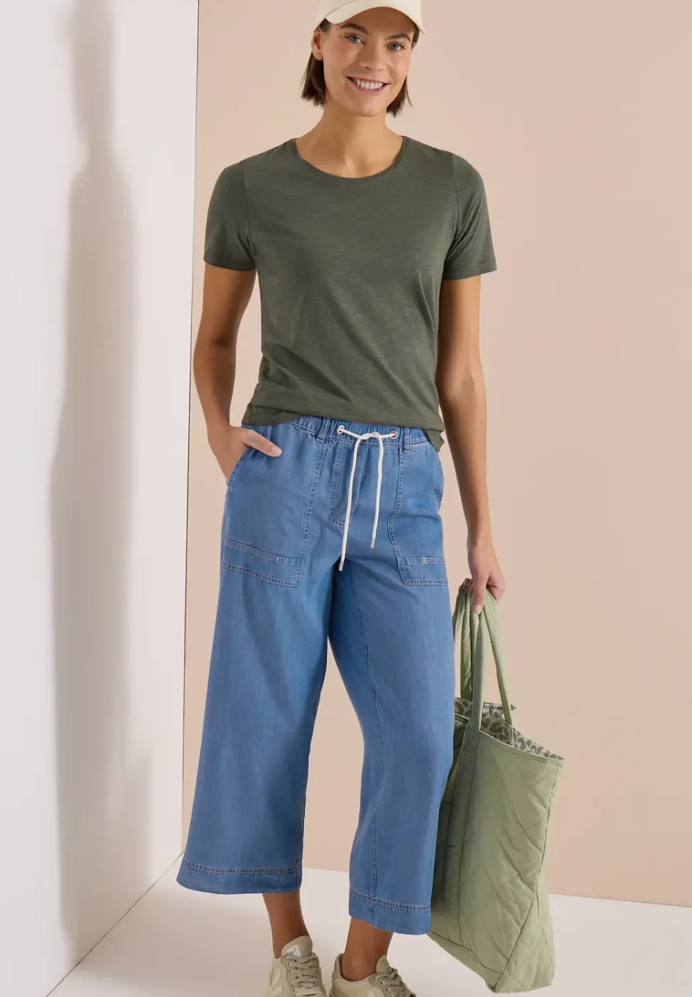High Waist broek met wijde pijpen in Loose Fit