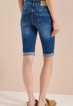 High Waist denim shorts met slanke pijpen in Slim Fit