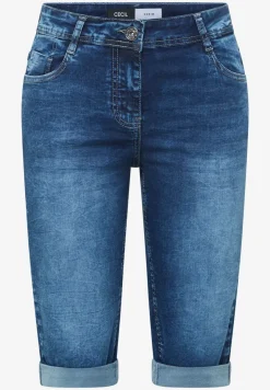 High Waist denim shorts met slanke pijpen in Slim Fit