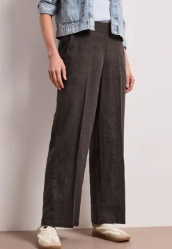 High Waist linnen broek met Wide Legs