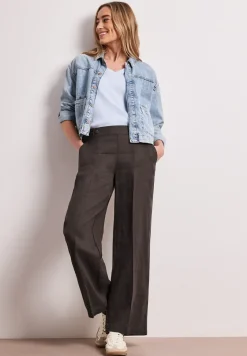 High Waist linnen broek met Wide Legs