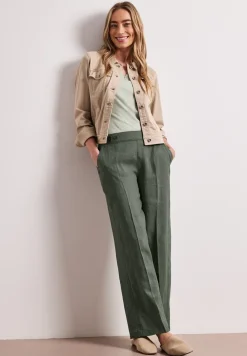 High Waist linnen broek met Wide Legs