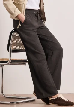 High Waist broek met wijde pijpen in casual pasvorm