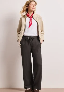 High Waist broek met wijde pijpen in casual pasvorm
