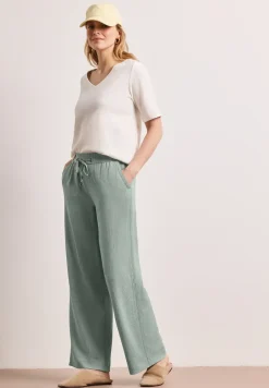 High Waist broek met wijde pijpen in casual pasvorm