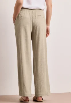High Waist broek met wijde pijpen in casual pasvorm