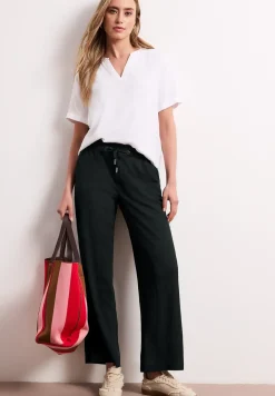 High Waist broek met wijde pijpen in casual pasvorm