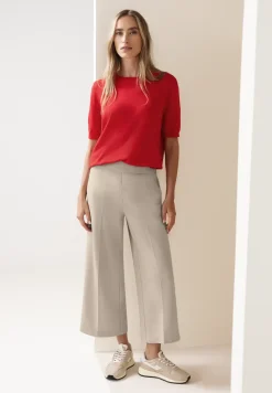 High Waist broek met wijde pijpen in casual pasvorm