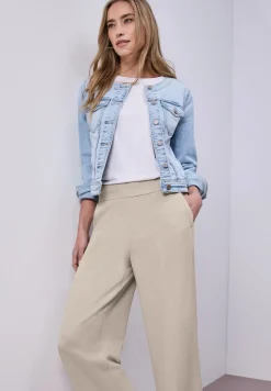 High Waist broek met wijde pijpen in casual pasvorm