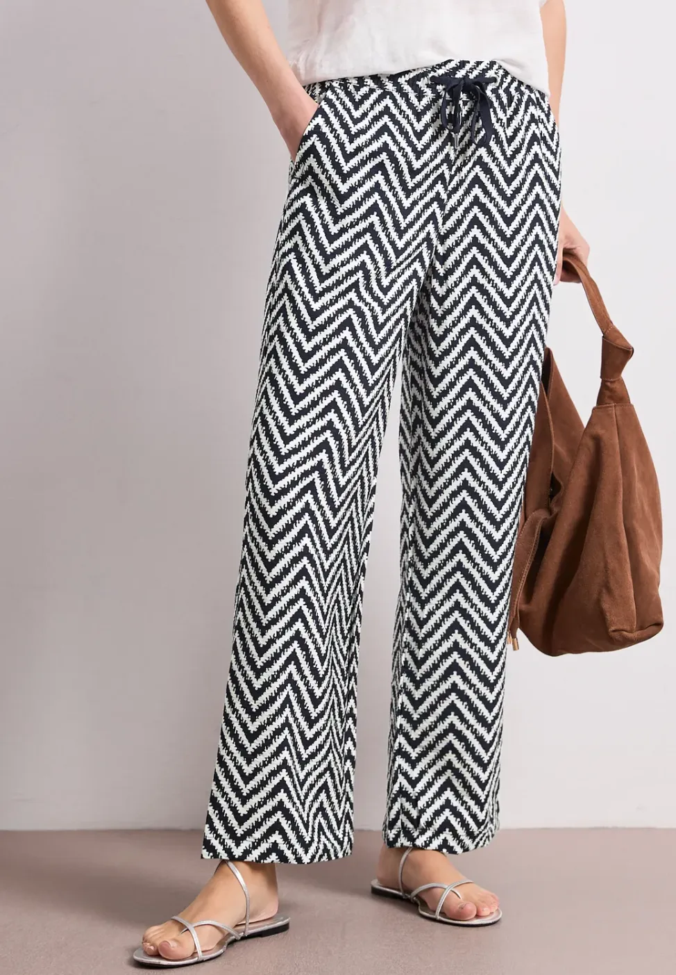 High Waist broek met wijde pijpen in Loose Fit