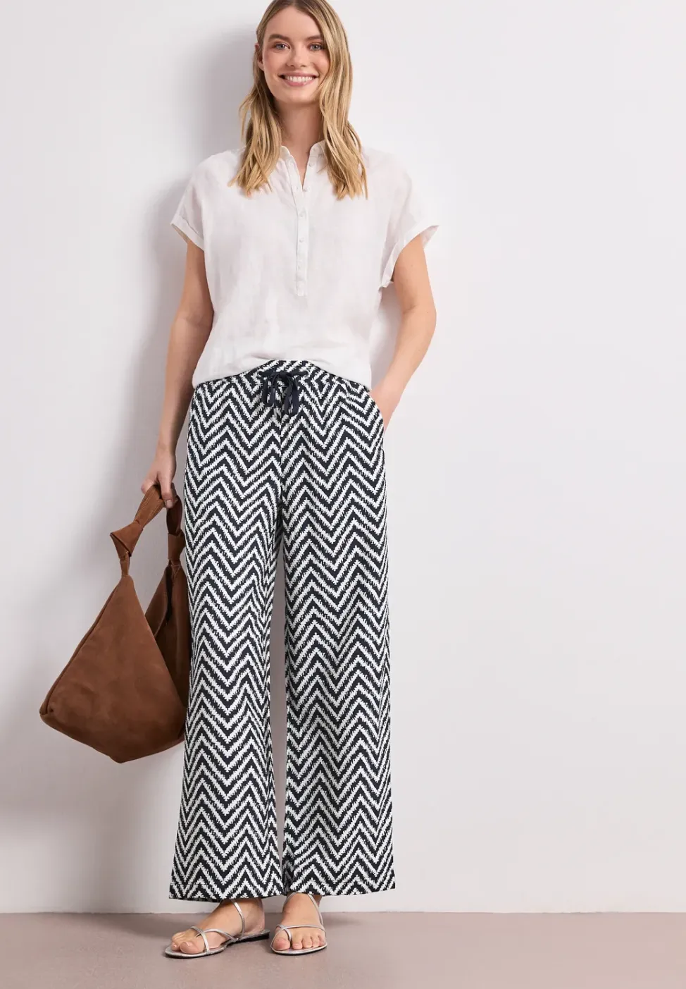 High Waist broek met wijde pijpen in Loose Fit