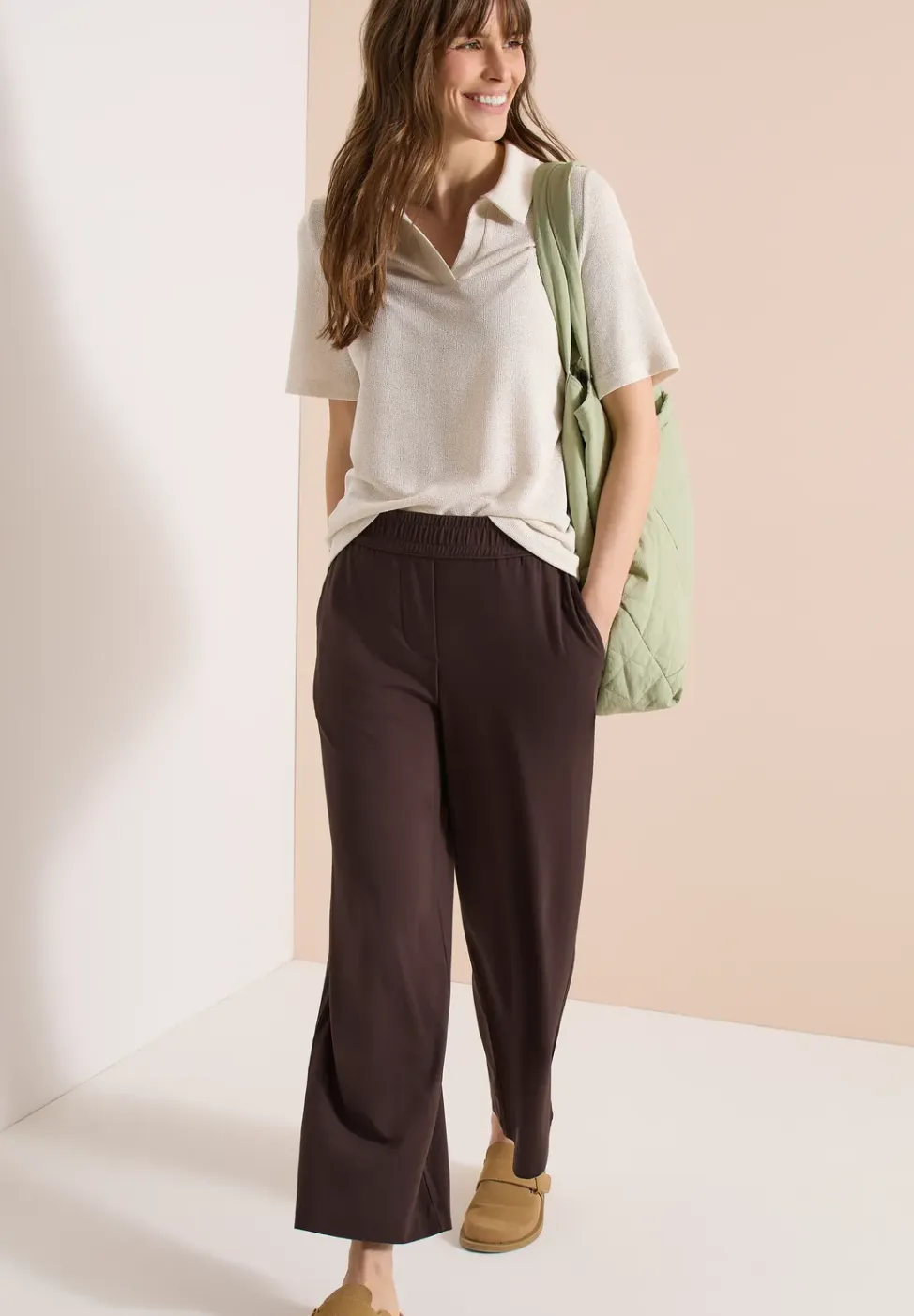 High Waist broek met wijde pijpen in Loose Fit