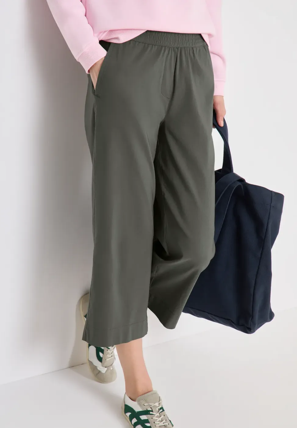 High Waist broek met wijde pijpen in Loose Fit