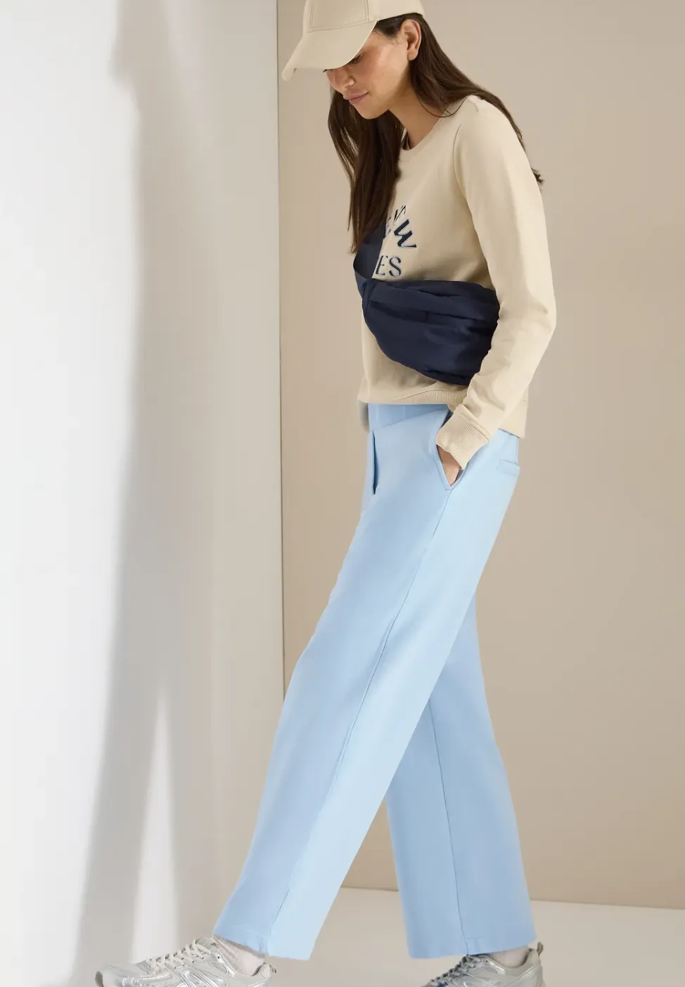 High Waist broek met wijde pijpen in Loose Fit