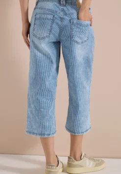 High Waist jeans met Wide Legs en strepen