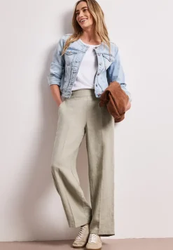 High Waist linnen broek met Wide Legs