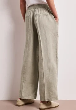 High Waist linnen broek met Wide Legs