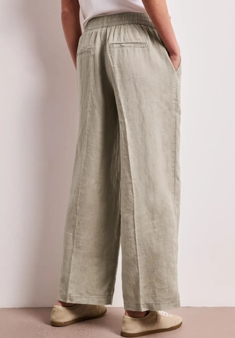 High Waist linnen broek met Wide Legs