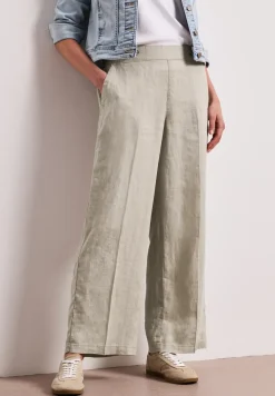 High Waist linnen broek met Wide Legs