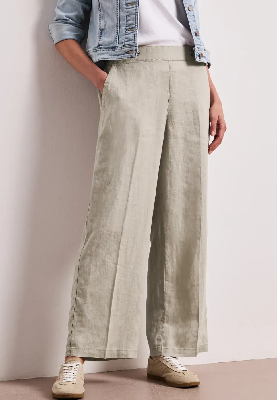 High Waist linnen broek met Wide Legs