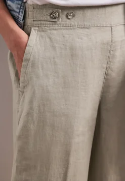 High Waist linnen broek met Wide Legs