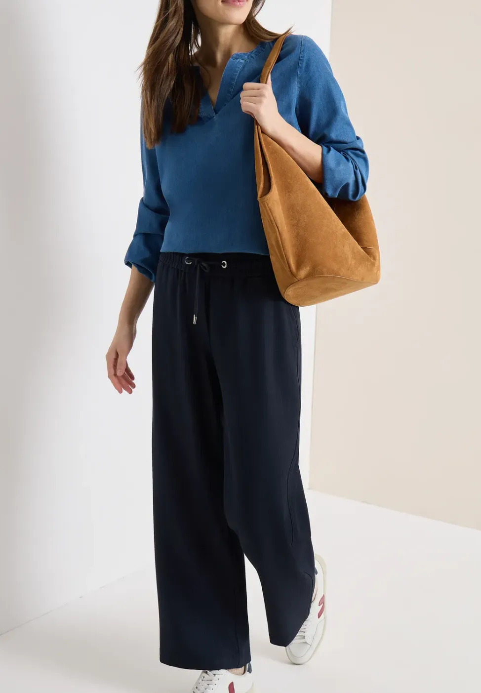 High Waist straight legs broek in Loose Fit