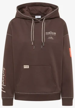 Hoodie met decoratieve stiksels