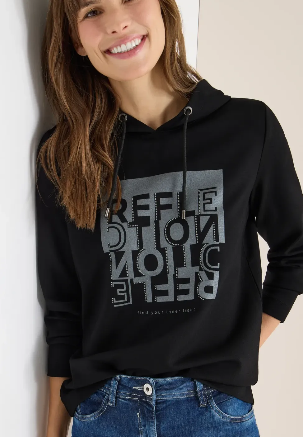 Hoodie shirt met folieprint