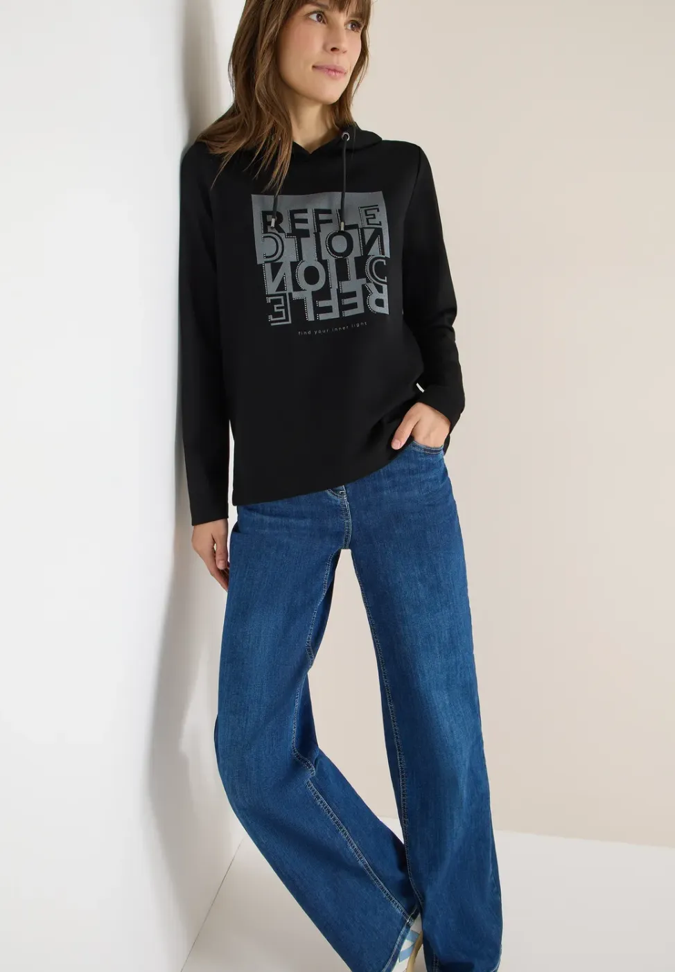 Hoodie shirt met folieprint