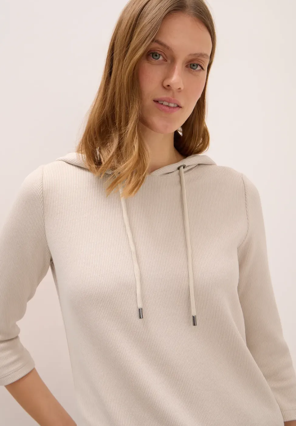 Hoodie Shirt met geribde structuur