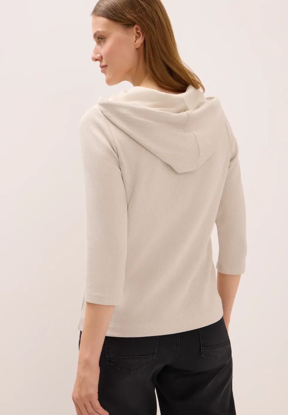 Hoodie Shirt met geribde structuur