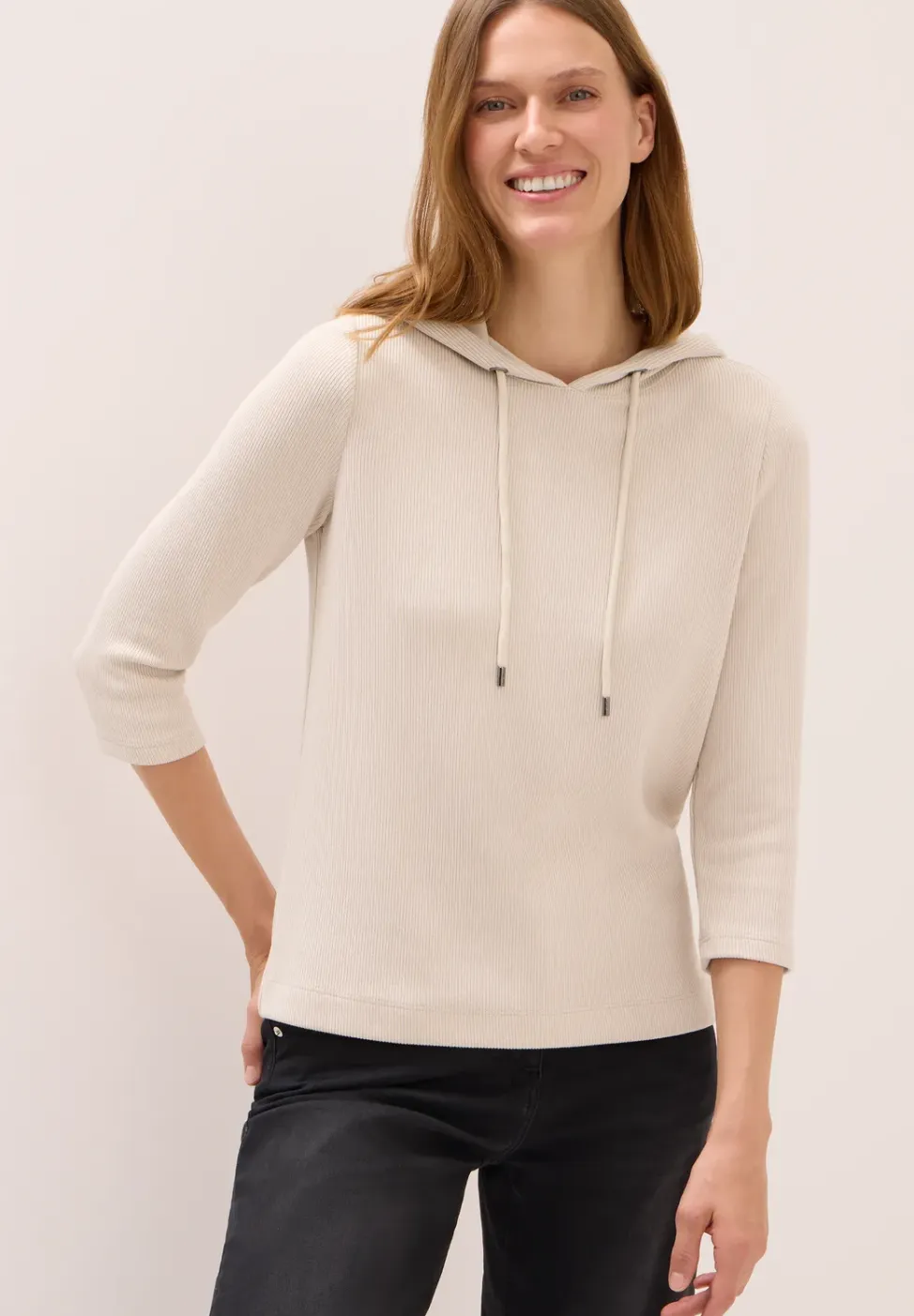 Hoodie Shirt met geribde structuur
