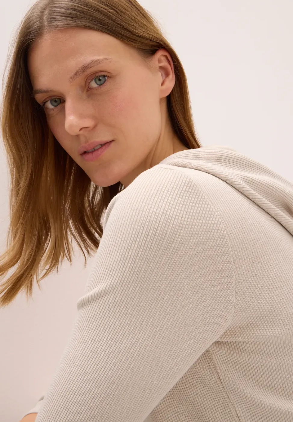 Hoodie Shirt met geribde structuur