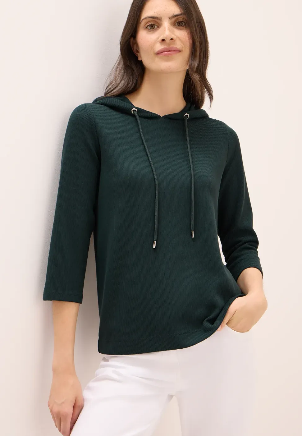 Hoodie Shirt met geribde structuur