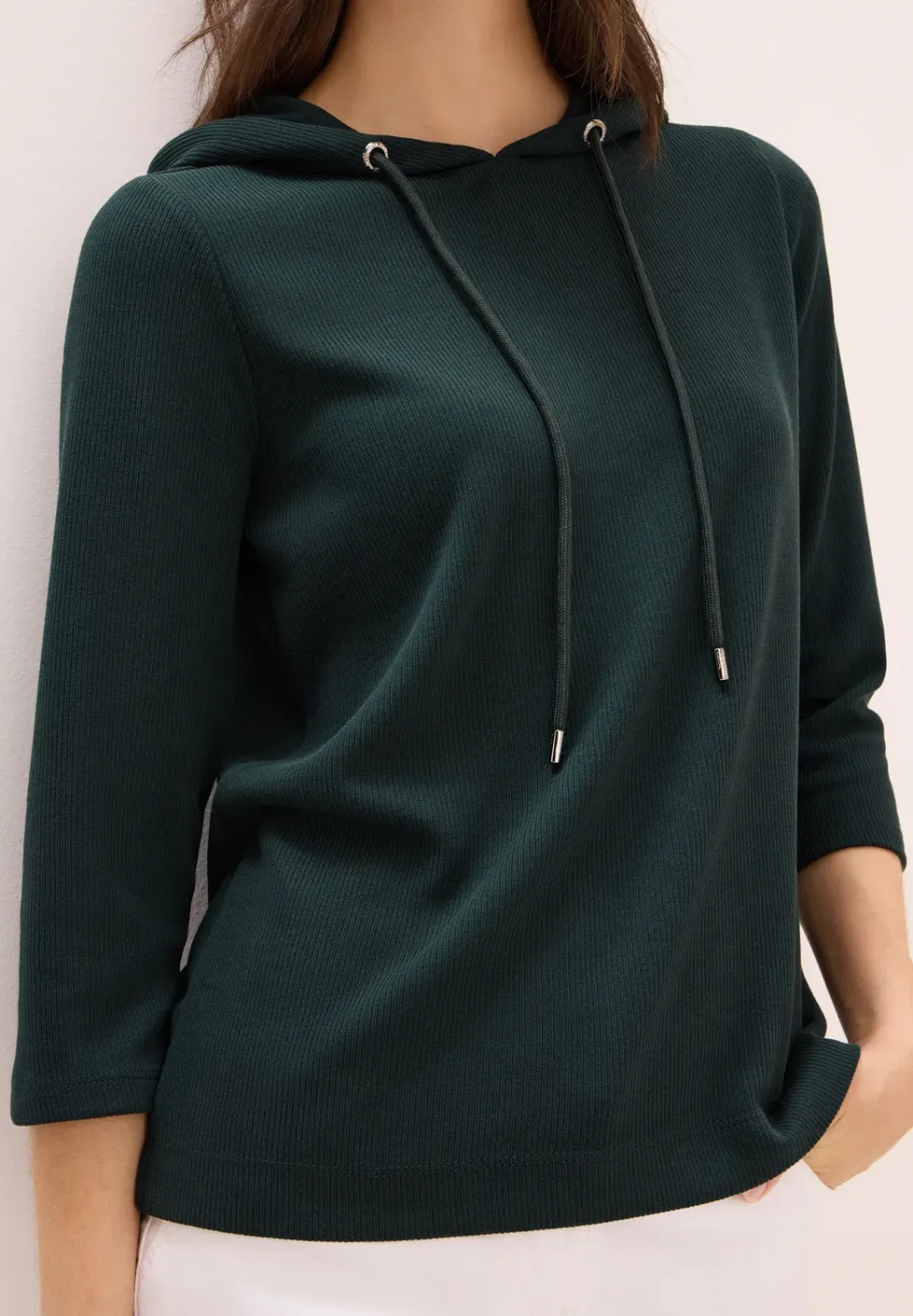 Hoodie Shirt met geribde structuur