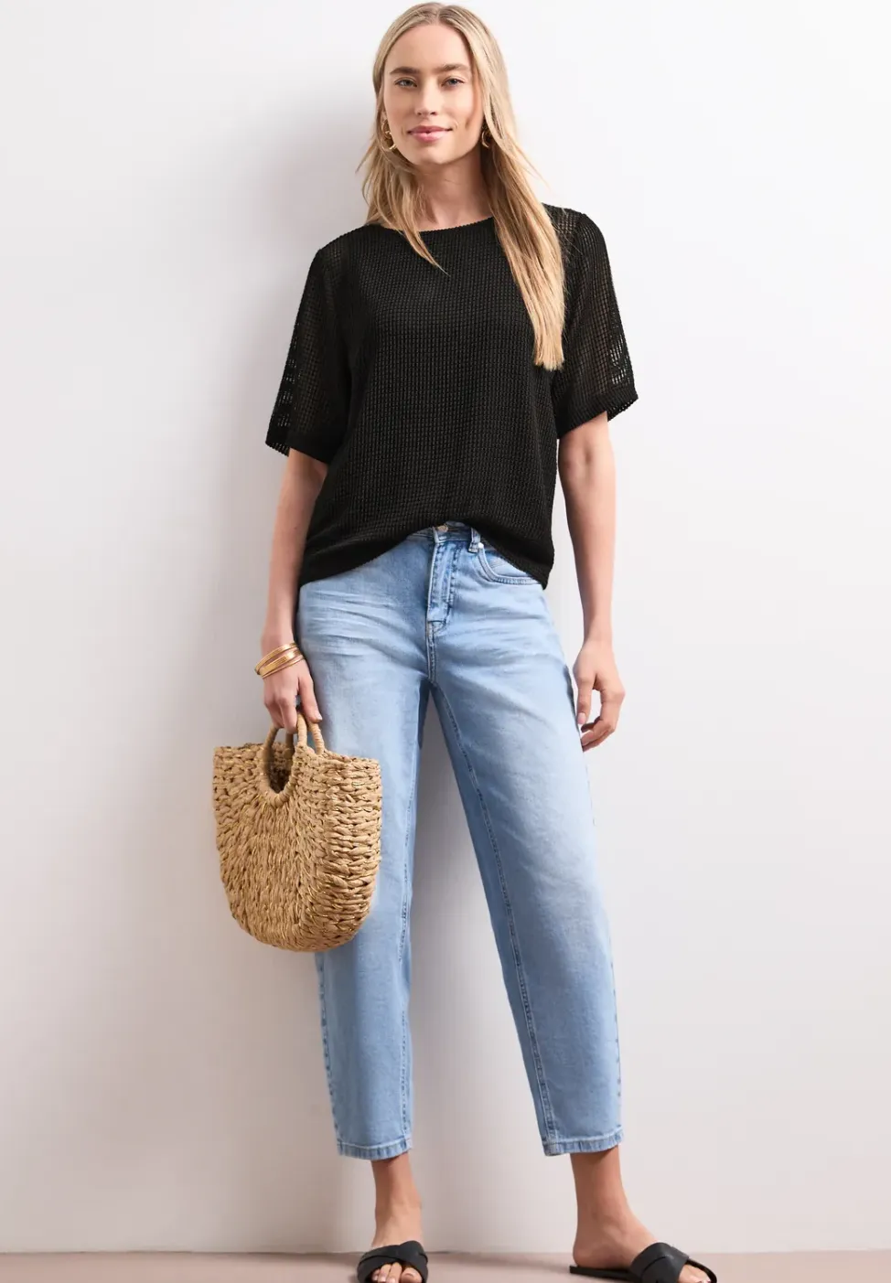2-in-1 shirt van mesh met boothals