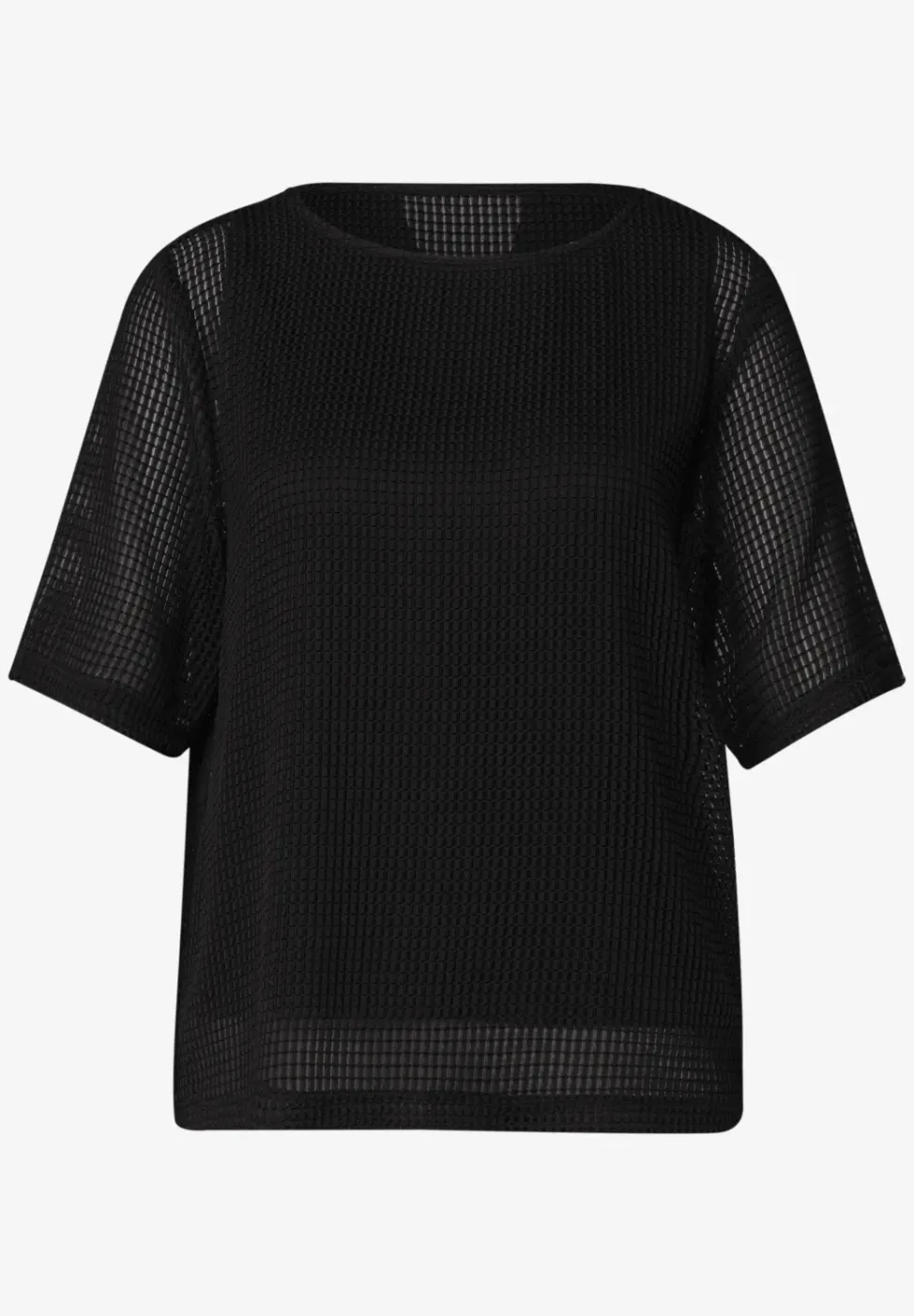 2-in-1 shirt van mesh met boothals