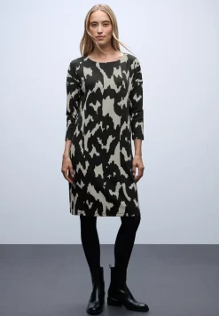 Jacquard jurk met knopen