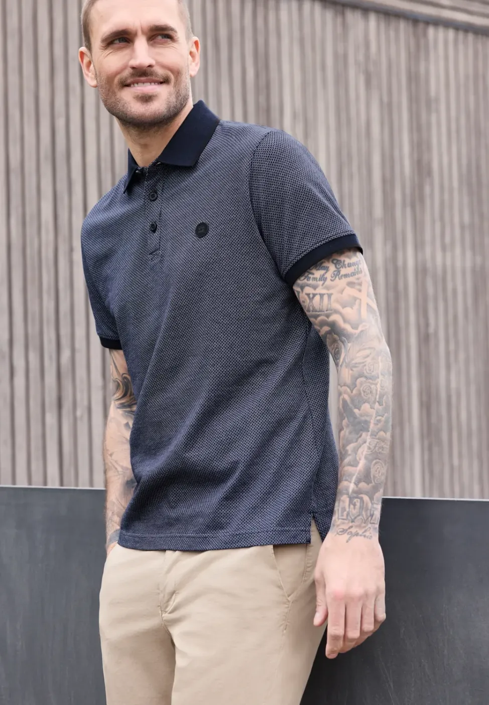 Jacquard polo met korte mouwen