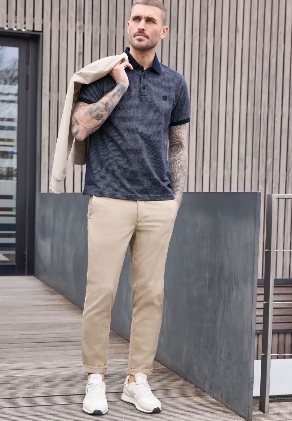 Jacquard polo met korte mouwen
